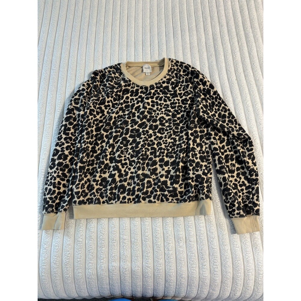 Maeve Anthropologie Leopard pullover Crewneck Sweatshirt Women’s small brown
